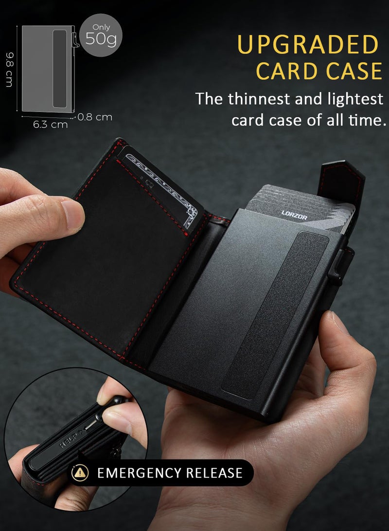 LORZOR Men's Card Case with Magnetic Closure and Slim Wallet with Coin Compartment RFID Protection for 10 Cards - Image 3